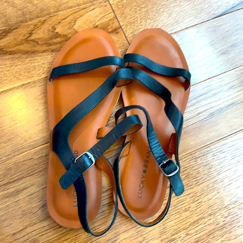 Lucky brand black leather sandals